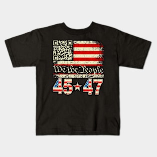 Funny QR President Trump 45_47 Kids T-Shirt